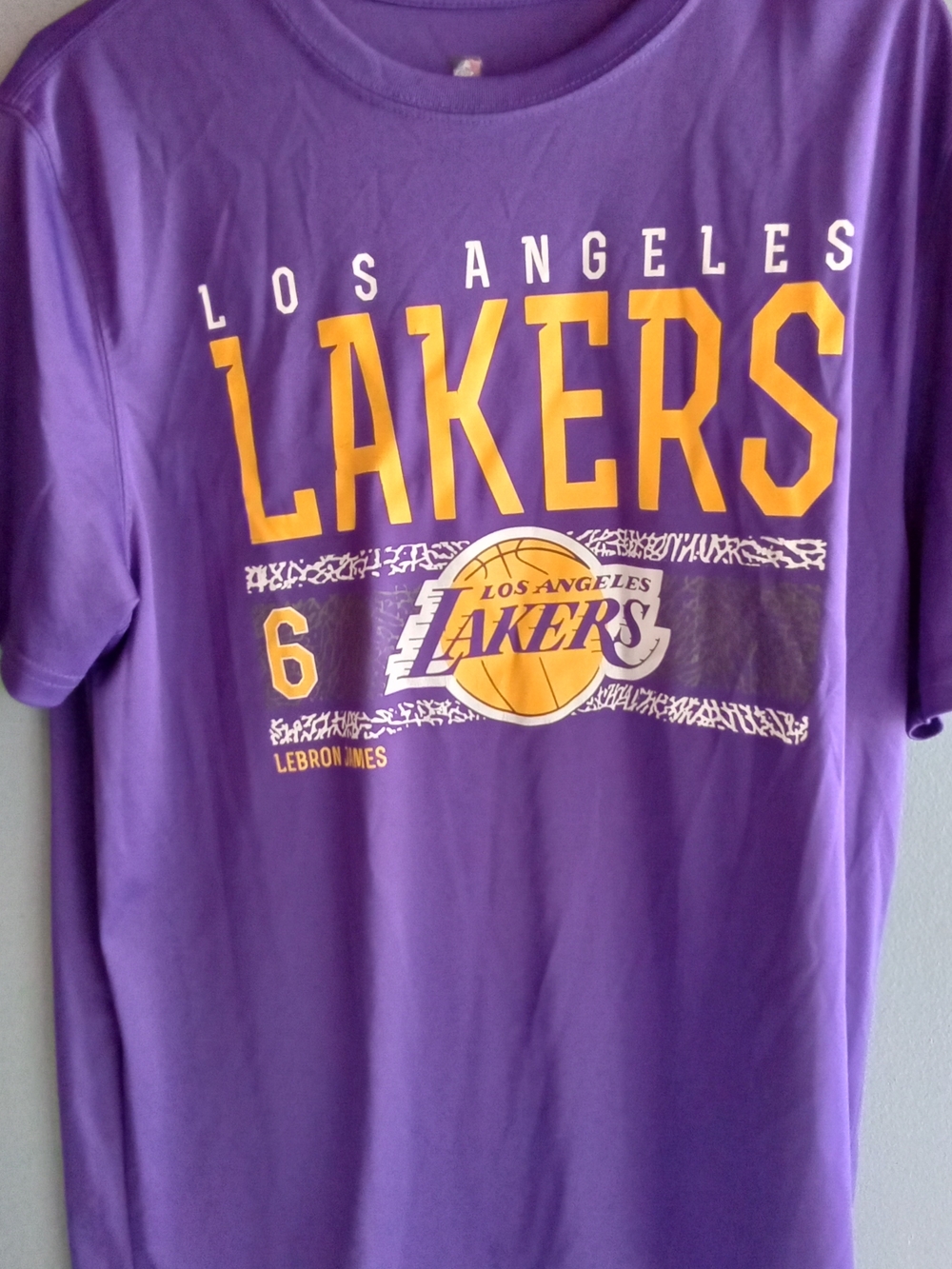 NBA Los Angeles Lakers LeBron James 6 Purple Graphic T-Shirt Mens